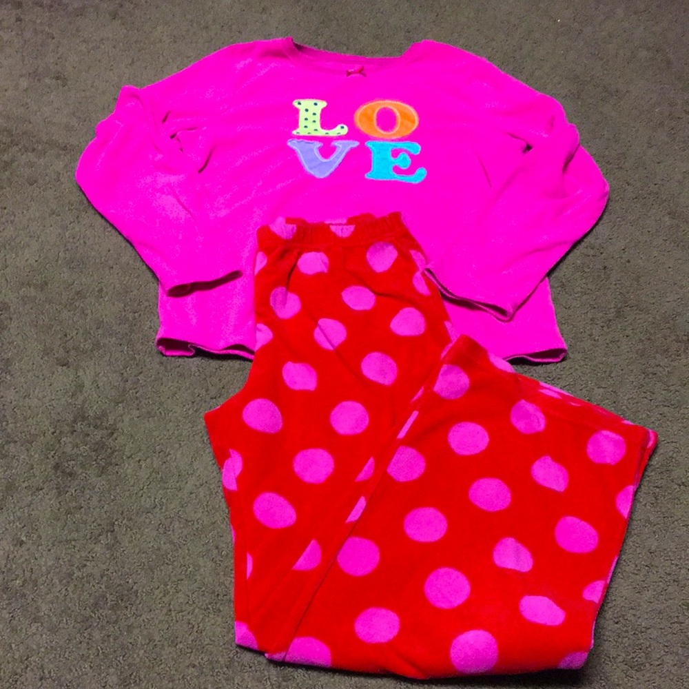 Carter’s pjs Girls size 12 Winter pajamas Love soft 2 piece EUC